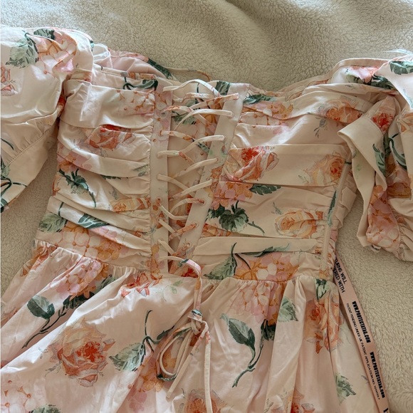 House of CB Lulabell Floral Cotton Puff Sleeve Midi Dress - Size M - Picture 7 of 7